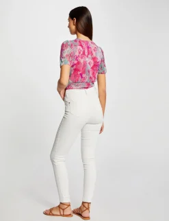 Tops Et T-Shirts>Morgan T-Shirt Manches Courtes Imprime Floral Femme | Rose