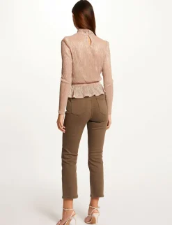 Tops Et T-Shirts>Morgan T-Shirt Manches Longues Metallise Vieux Rose Femme | Vieux_Rose