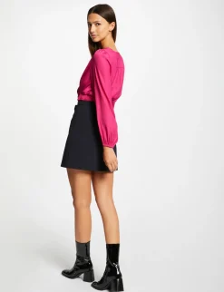 Chemises Et Blouses>Morgan T-Shirt Manches Longues Satin Femme | Framboise