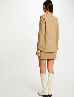 Vestes Et Blousons>Morgan Veste Droite A Rayures Femme | Beige