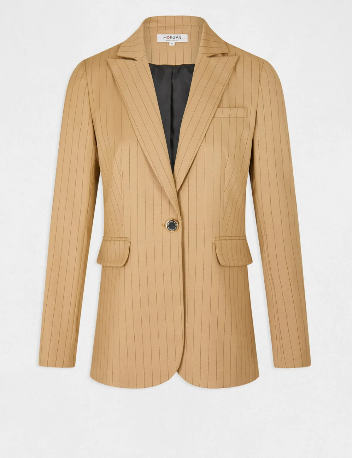Vestes Et Blousons>Morgan Veste Droite A Rayures Femme | Beige