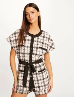 Ensembles Et Tailleurs>Morgan Veste Droite Ceinturee A Carreaux Femme | Multico
