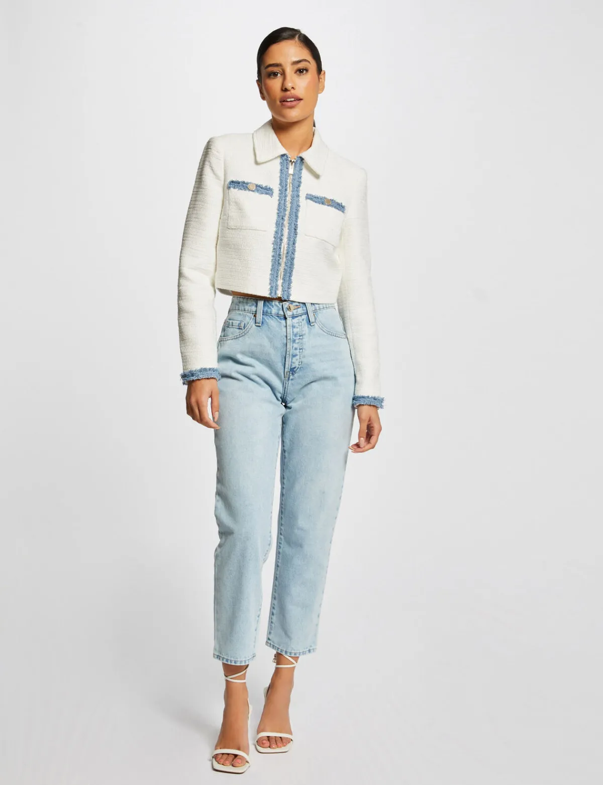 Vestes Et Blousons>Morgan Veste Droite Zippee Femme | Ecru