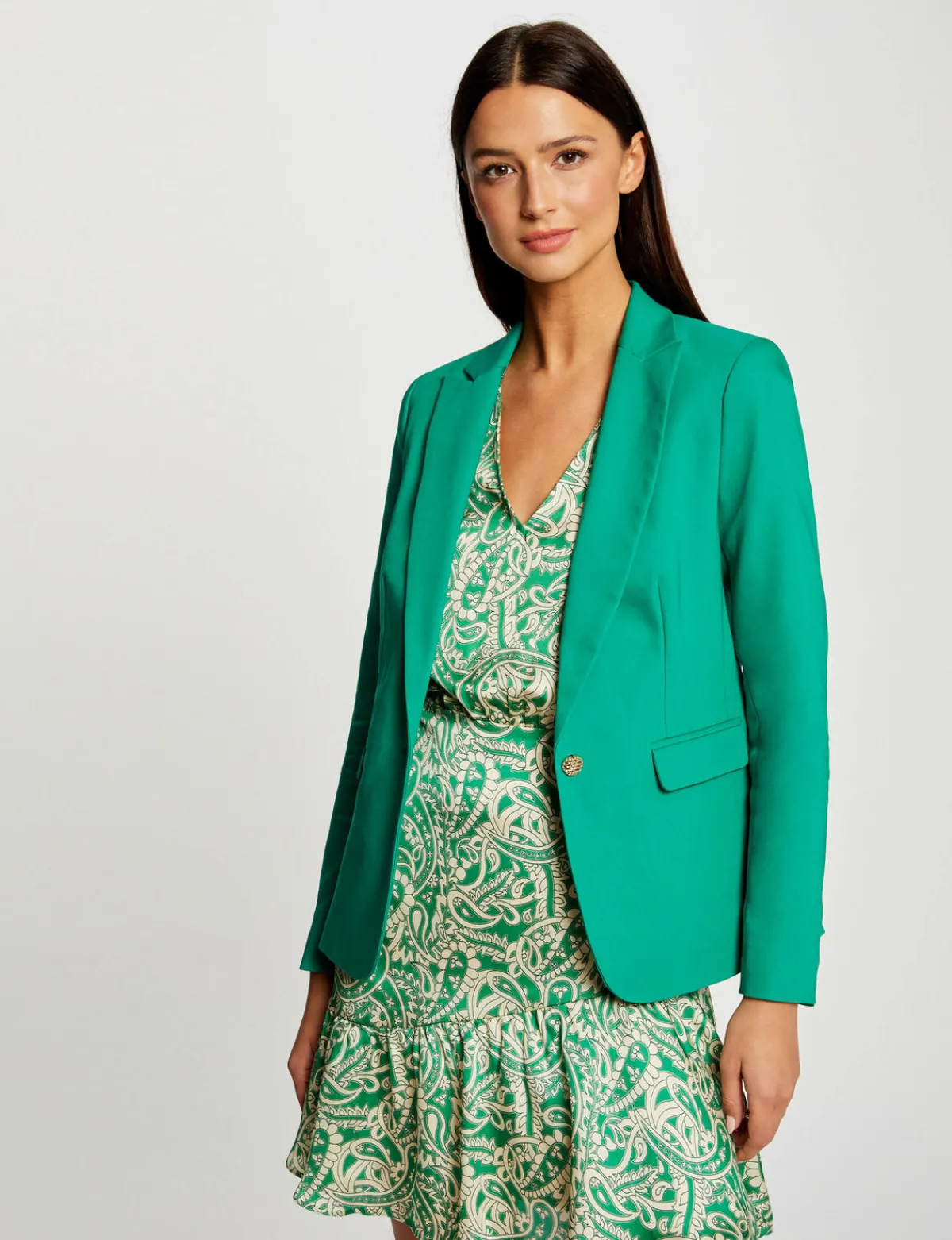 Vestes Et Blousons>Morgan Veste Tailleur Droite Boutonnee Femme | Vert
